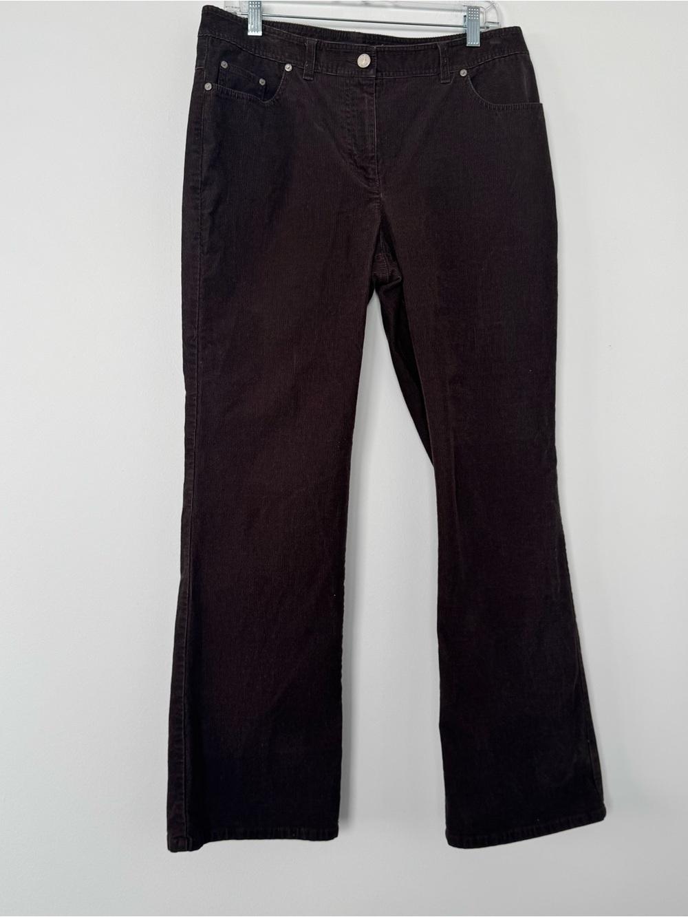 Vintage Nautica Corduroy Pants Women 12 Brown Flare Leg Stretch 35x30 Retro 90s